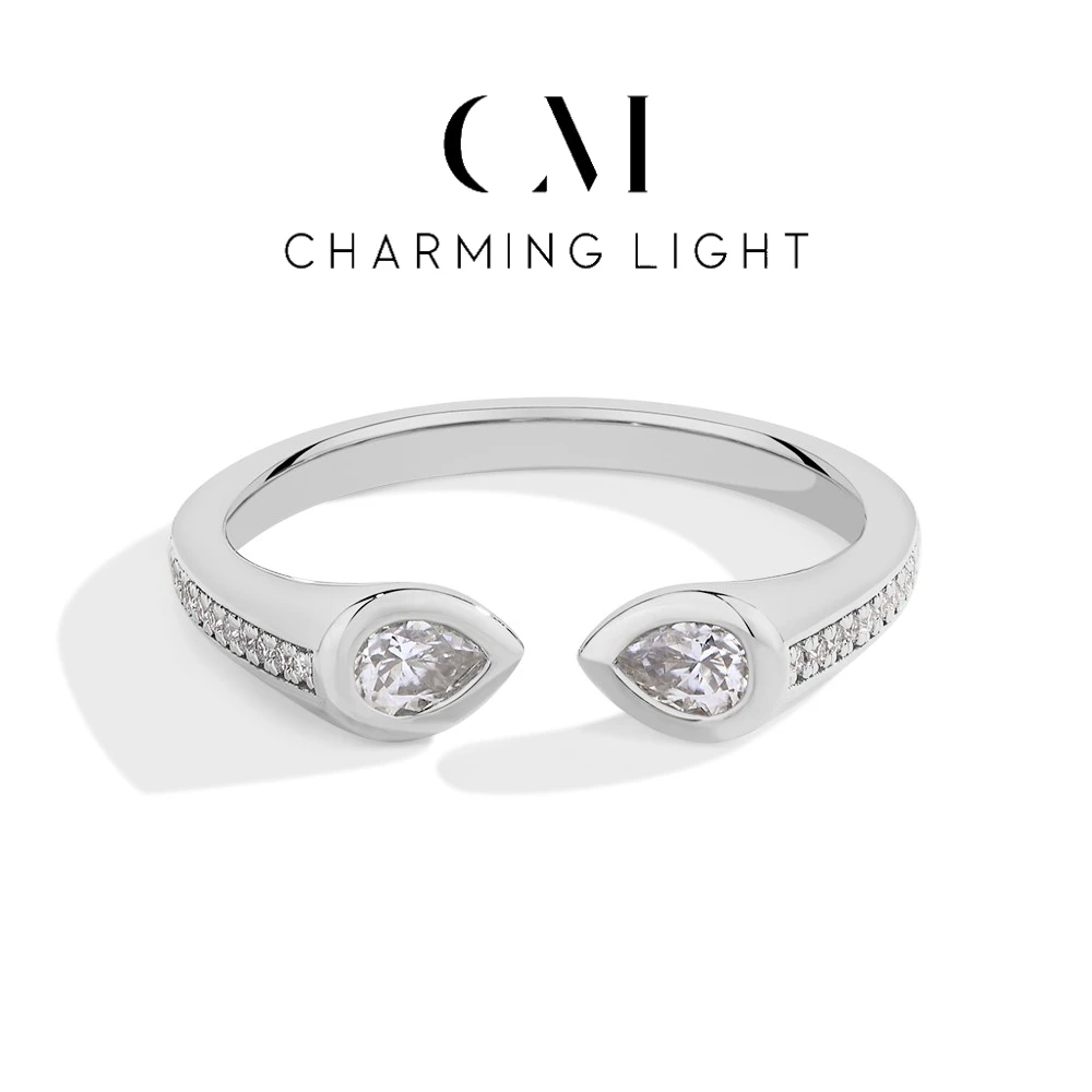 CHARMING New Adjustable Moissanite Ring Lab Grown Diamond