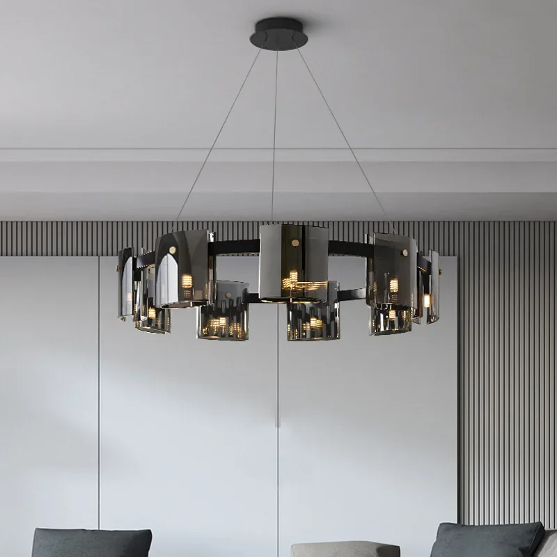 

Postmodern restaurant led chandelier simple light luxury crystal decoration Nordic indoor bar Zhongdao chandelier lighting