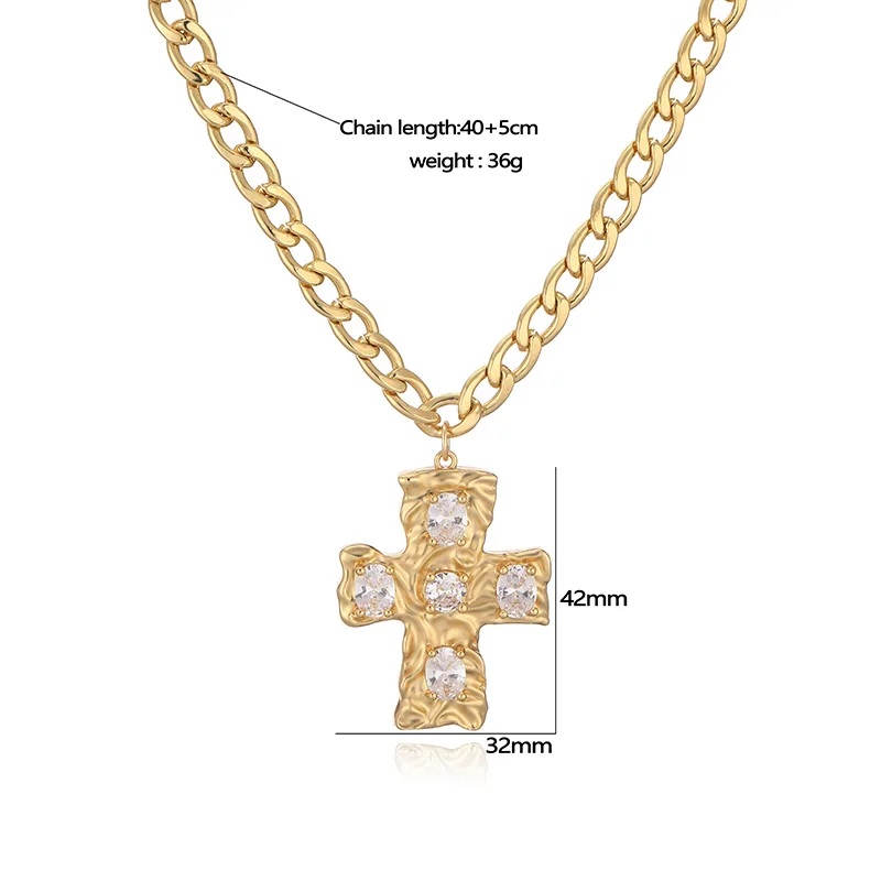 HECHENG cross moon pendant necklace image 2