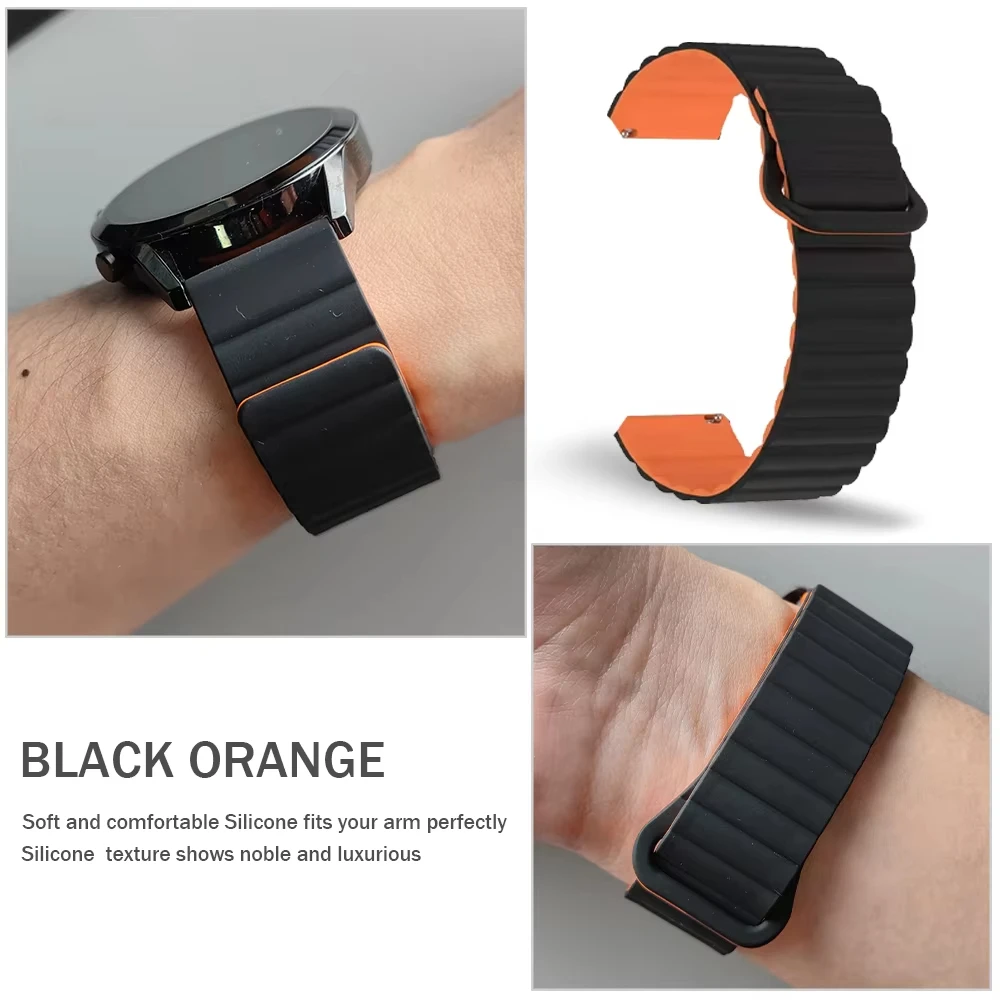 Silicone Soft Magnetic Sports Wristband Bracelet - 18mm/22mm Strap