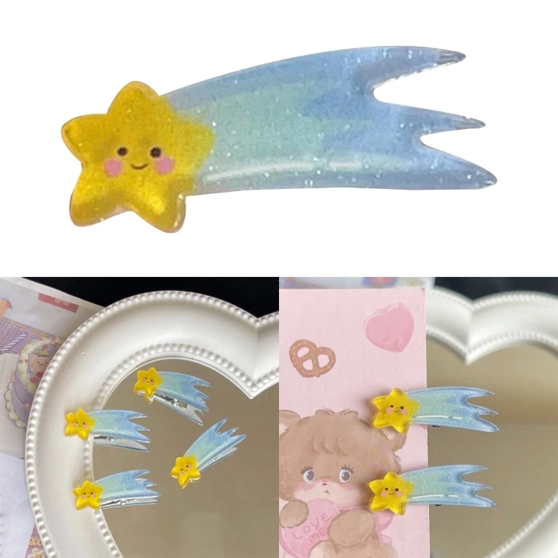 

Cartoon Star Shape Hair Barrettes Kid Jelly Feeling Hairpin Shining Hair Clip Dropship