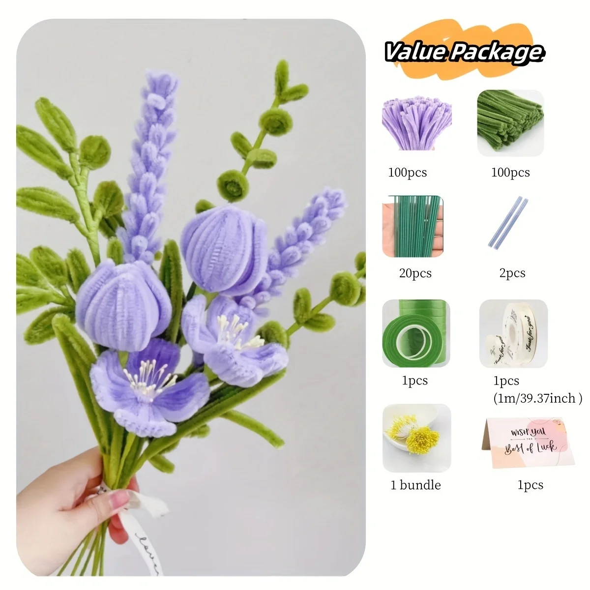 Tulip Daisy Bouquet Handmade DIY Material Package DIY Craft Supplies Chenille Stem Thanksgiving Day Flower Material details chenille pipe cleaners