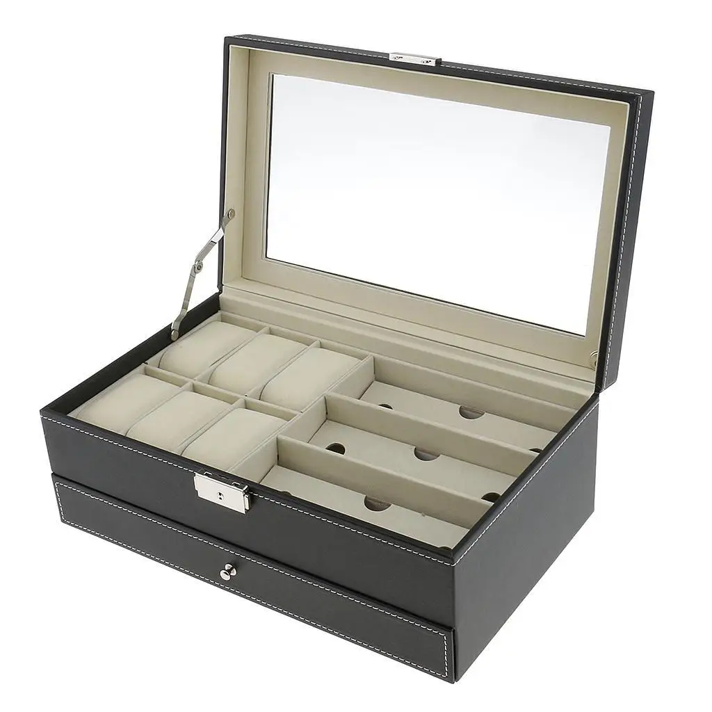 

Fashion Elegant Watch Glasses Display Jewelry Case PU Leahter Box