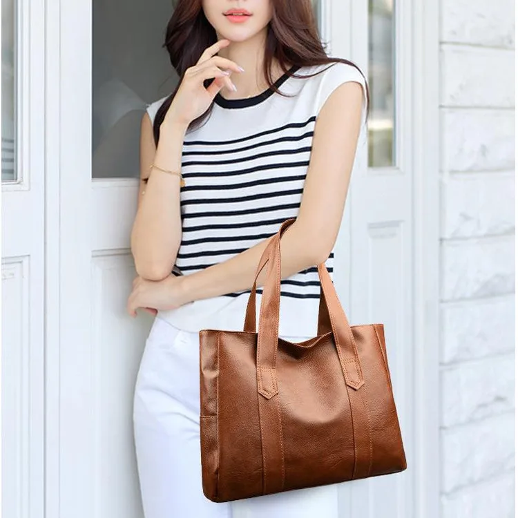 2024 European and American New Fashion Simple PU Soft Leather Trendy Handheld Tote Bag Large Capacity Shoulder Bag for Women_voghion.com