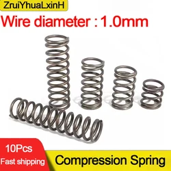 Versatile Micro Compression Springs - 10 - Pack Set (1.0mm Wire Diameter, Various Outer Diameters and Lengths) - 30mm (10Pcs)