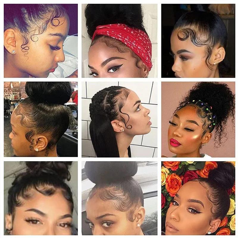Lace Baby Hair Stripes Real Human Hair Baby Edge Reusable More Natural for Women Invisible Lace Hairline 4 Pcs