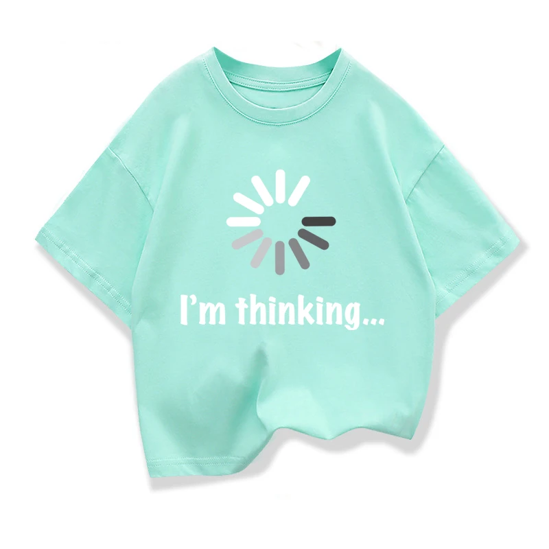 Kids T-shirt High Quality Cotton Funny I‘m Thinking Printed Casual Loose Boys Streetwear Cool T Shirt O-neck Kids Tops Tees