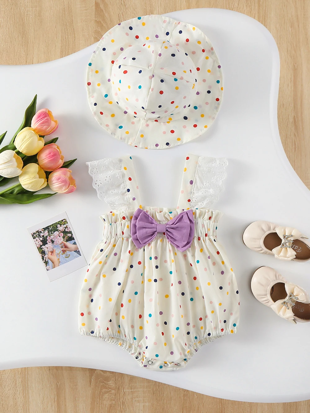 Colorful Dot Girls Sleeveless Bodysuit