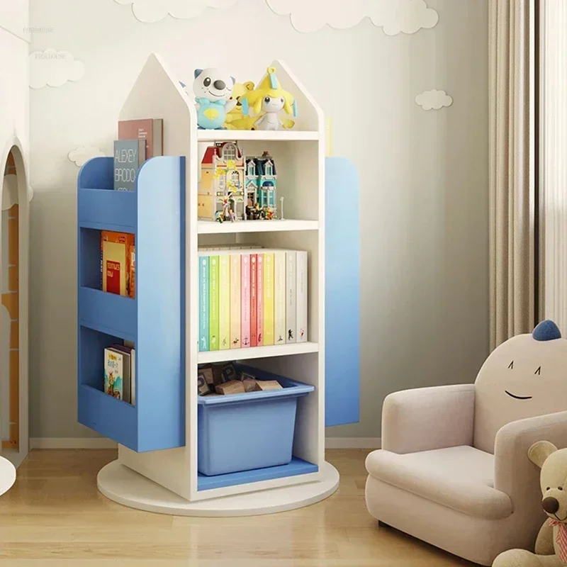 Rotating Children's Bookcases Simple 360 Degree Bookshelves Floor Baby Toy Shelf Corner Reading Bookshelf Children's Furniture C