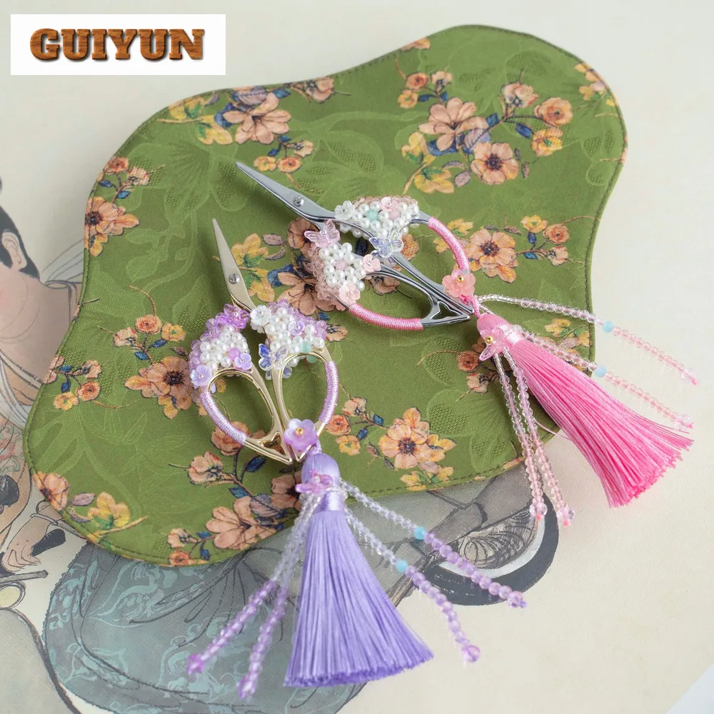 Creative Handmade Woven Tassel Tea Scissors Light Luxury Tea Packing Bags Cutters Small Shear Chinese Set Accessories Gifts