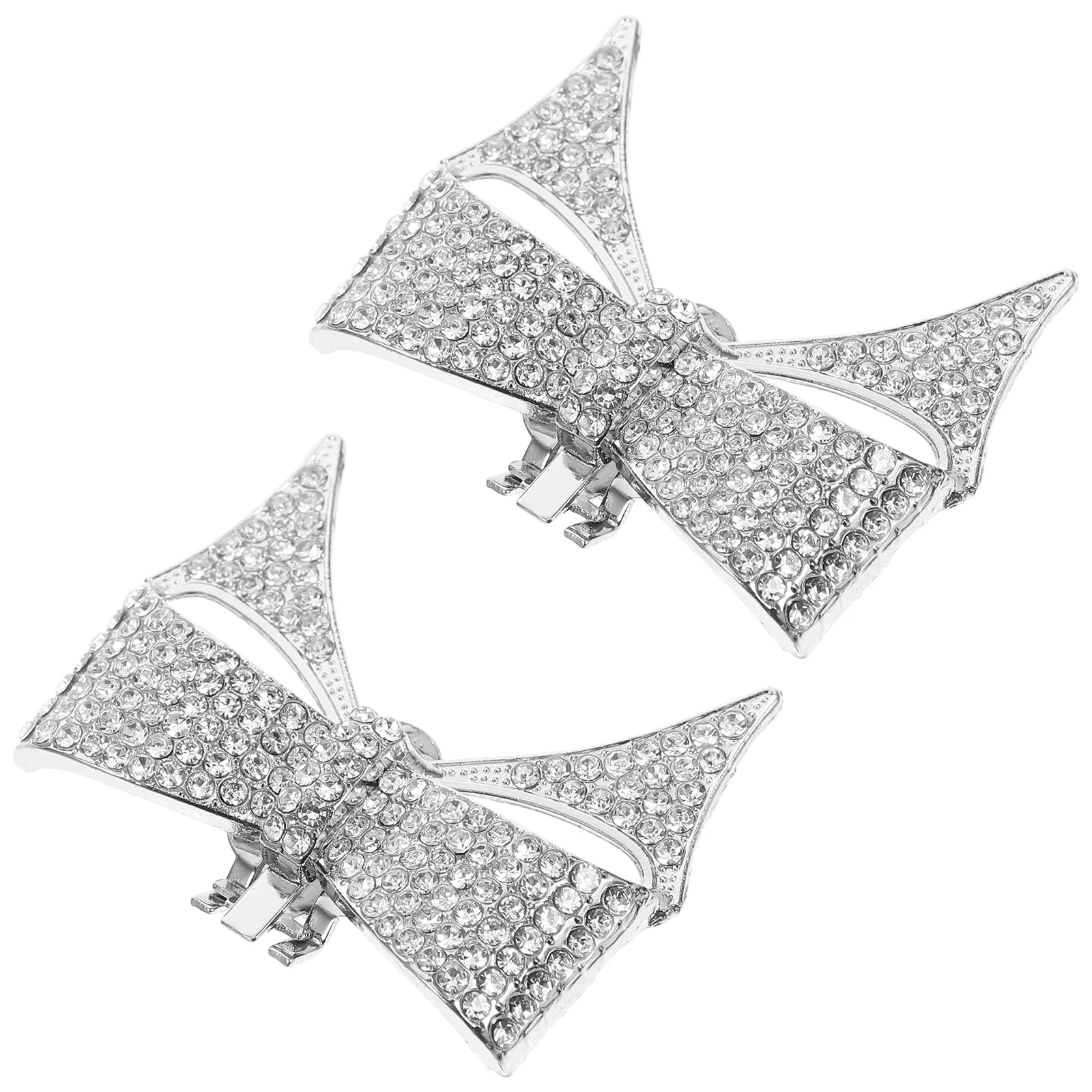 Silver Rhinestone Bowknot Shoe Flowers Reusable Decor Accessories for Party Wedding Festival Shoes Supply Bow knot Charm 2