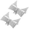 Silver Rhinestone Bowknot Shoe Flowers Reusable Decor Accessories for Party Wedding Festival Shoes Supply Bow knot Charm 2