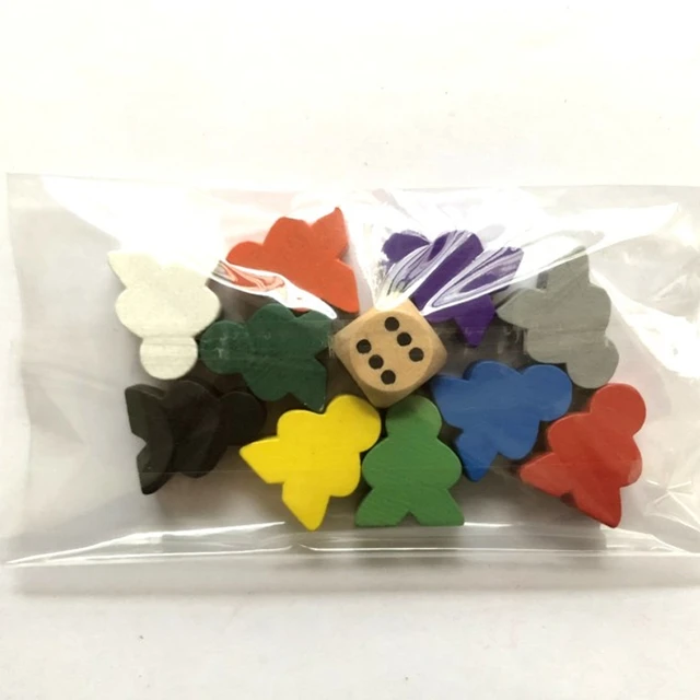 12PCS Wooden Humanoid Meeples Pawn Chess Pieces 12 Colors