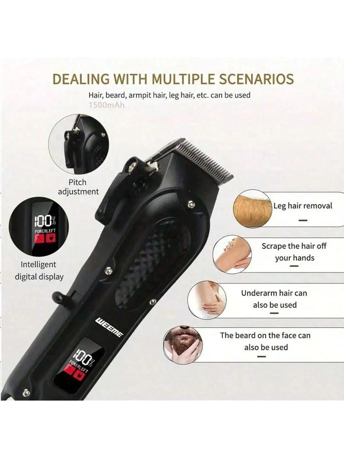 Rechargeable Hair Clipper and Beard Trimmer for Men
