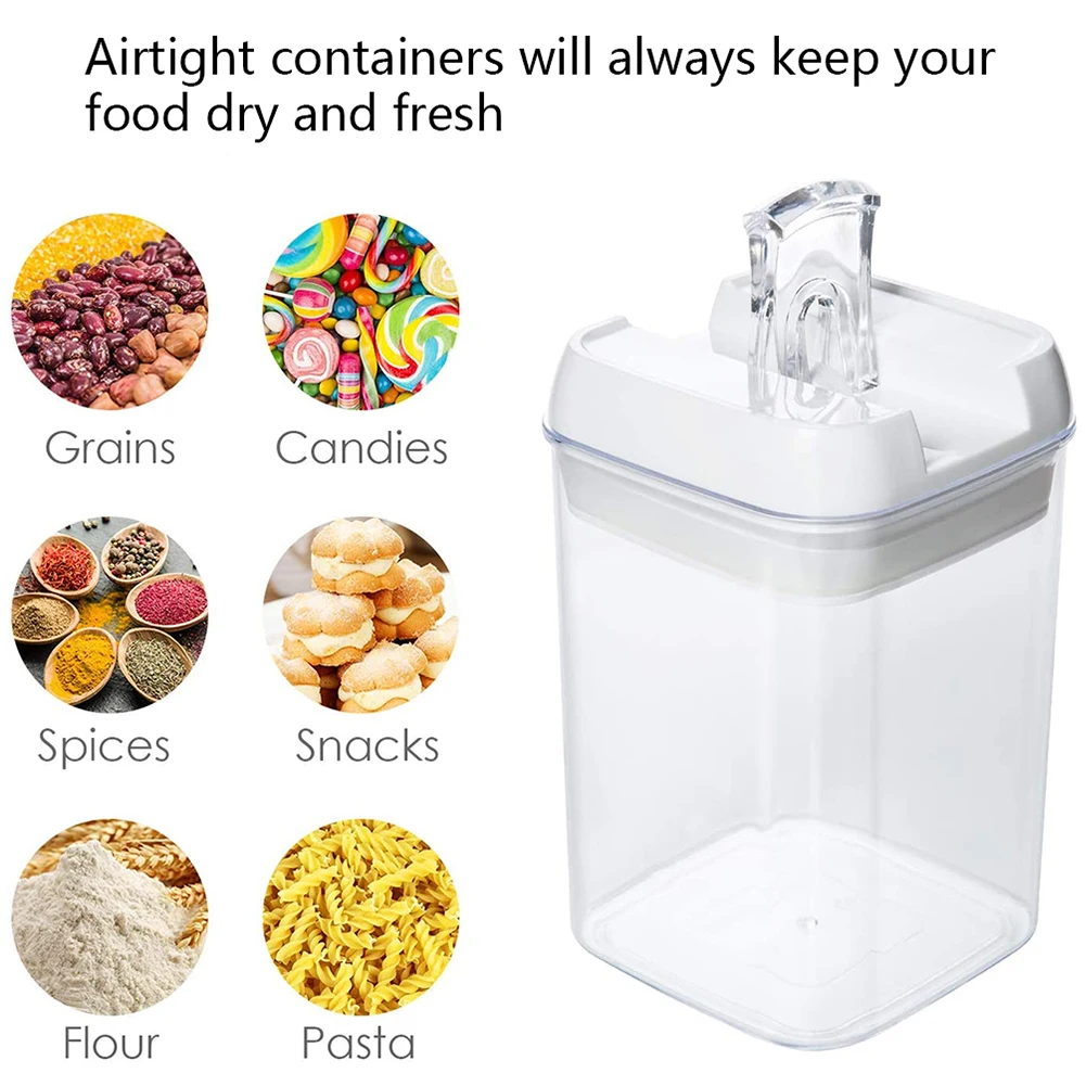 【Lifeideas】7Pcs Airtight Food Storage Containers with Clasp Lids Plastic Clear Jars with Easy Lock Lid Kitchen Pantry Organize