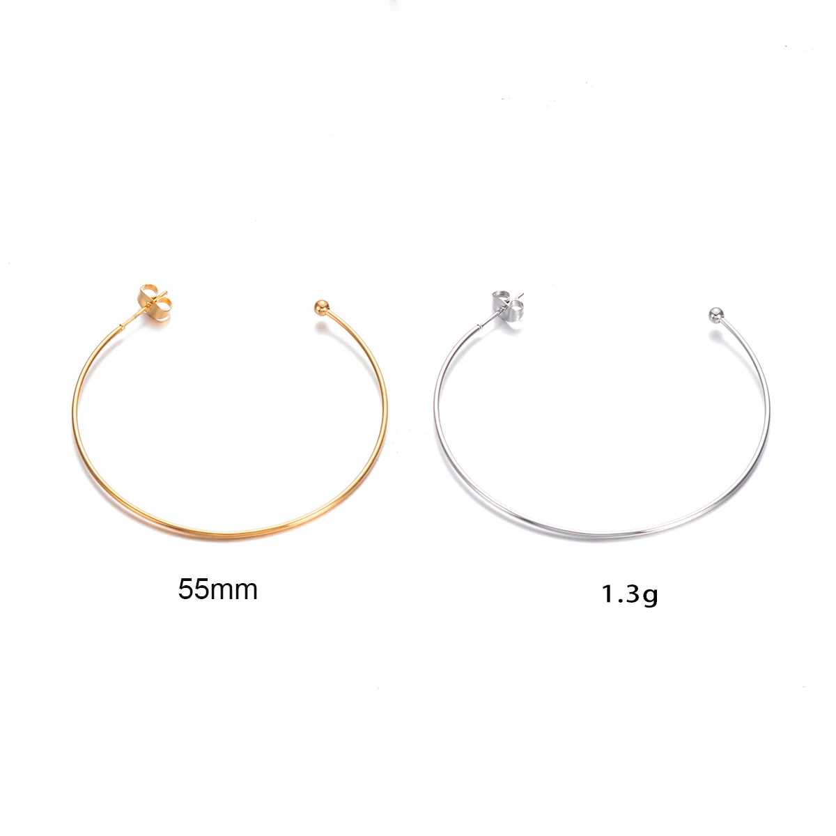 10PCS French Ball Tip Open Circle Hoop Earring Stainless Steel Hyperbole Large Eardrop for Women Fashion Vacation Gift Jewelry 4