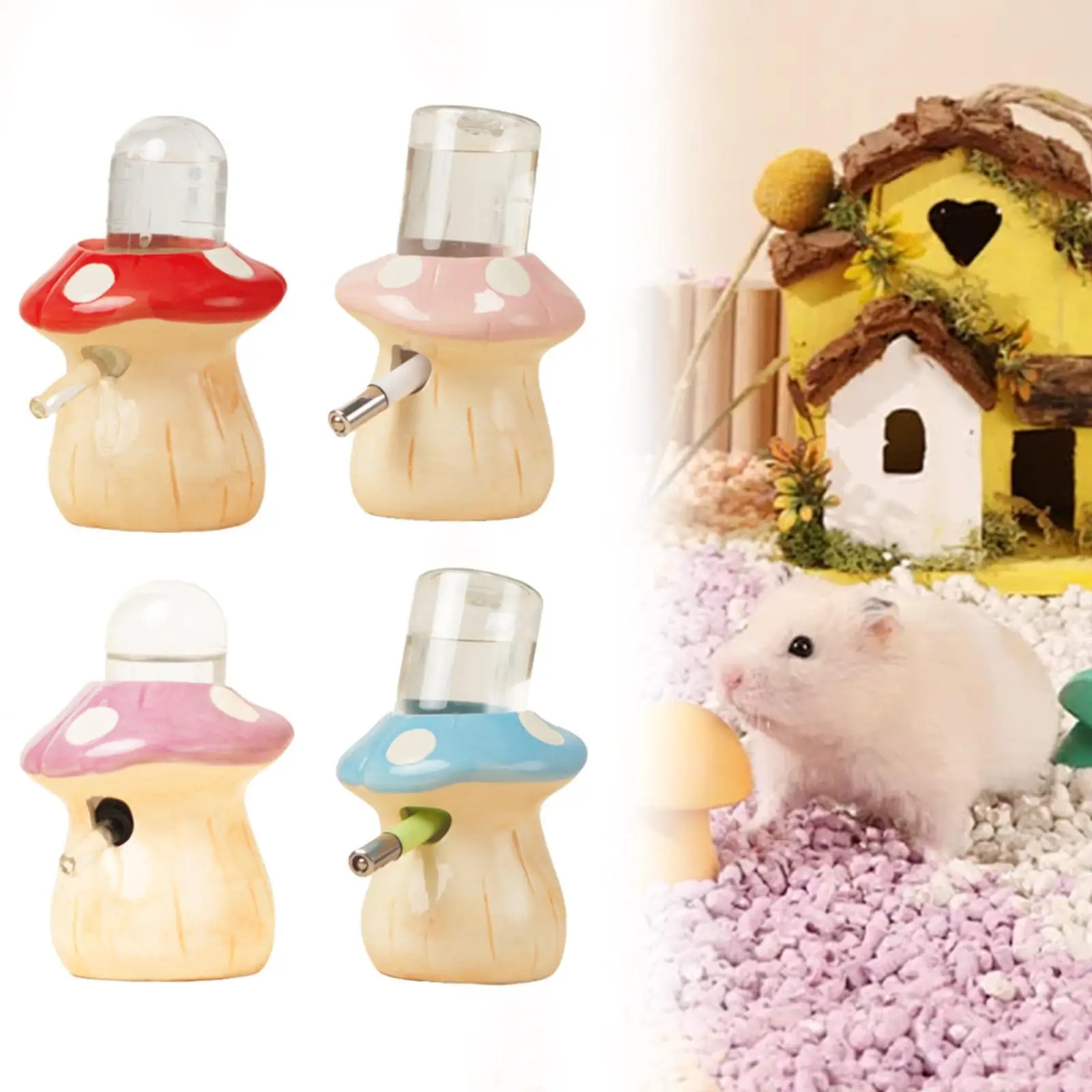 Mushroom Ceramic Hamster Water Bottle 3