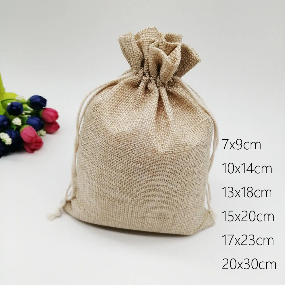 100pcs Jute Bags Gift Drawstring Pouch Gift Box Packaging Bags For Gift Linen Bags Jewelry Display Wedding Sack Burlap Bag Diy