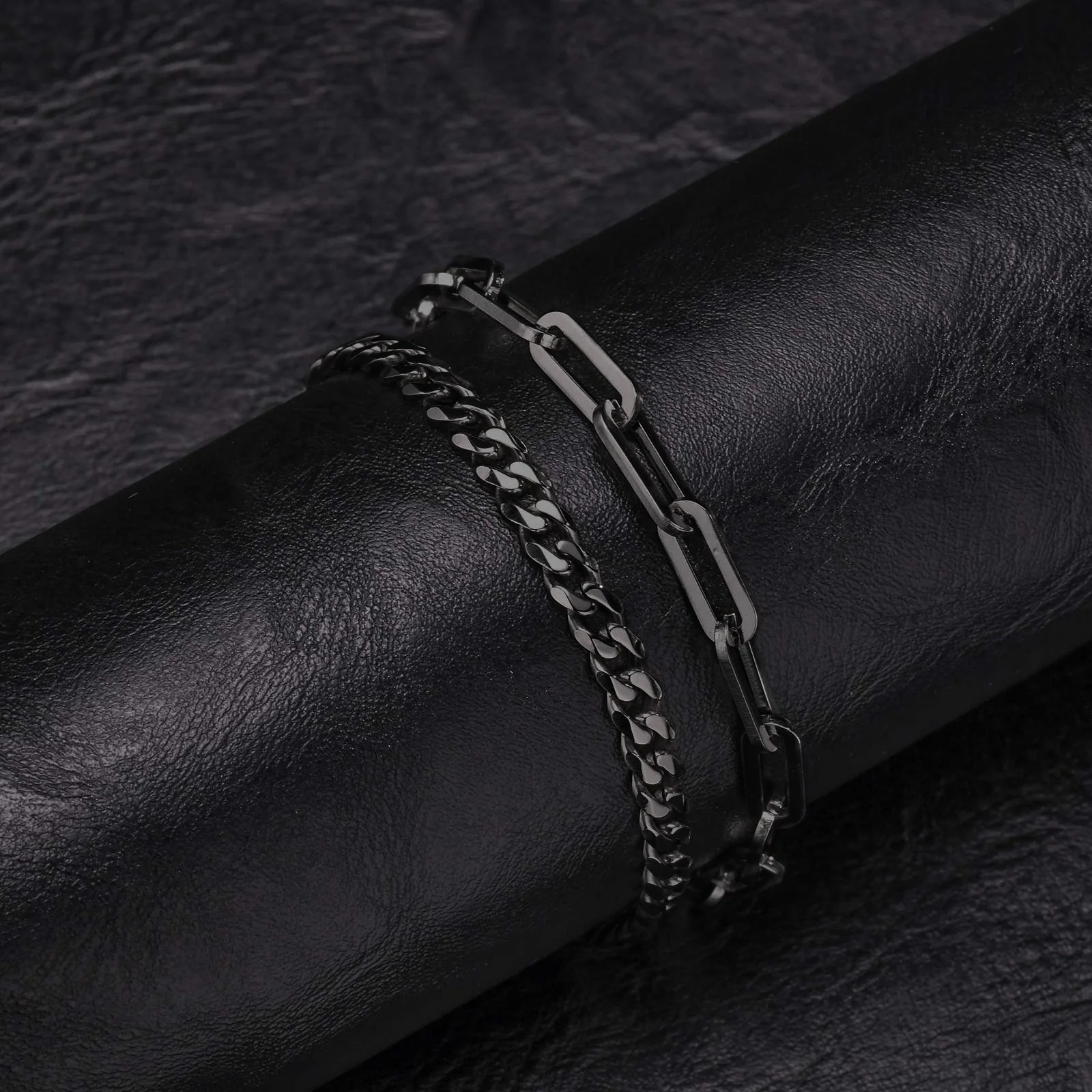 Klassisches Punk 2-teiliges Set Edelstahl Kubanische Armbänder für Männer Modische Schlangen-Twist-Kette Armband Hip-Hop Gestapelter Schmuck Geschenke – Detail 6