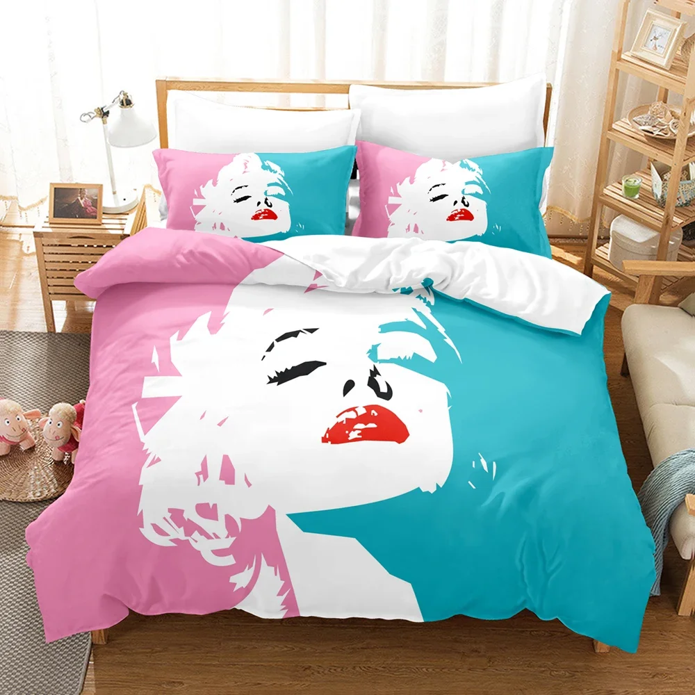 3D Printed Marilyn Monroe Bedding Set Duvet Cover Bedroom Comforter Cover Single Twin King ​Size Quilt Cover Home Textile 2/3PCS 6