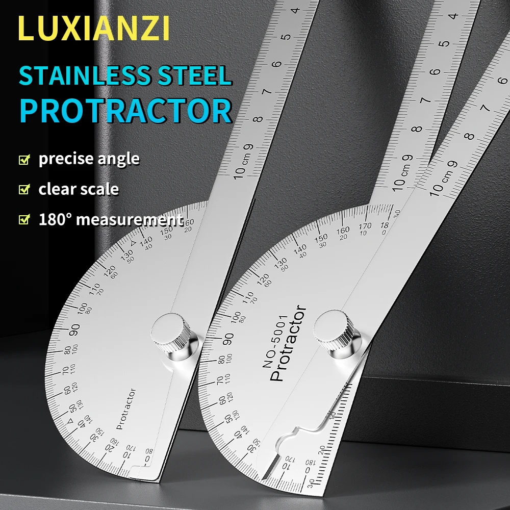 Stainless Steel Protractor Angle Ruler 180 Degree Guage Woodworking Carpentry Tool Measuring Angle Meter Goniometer