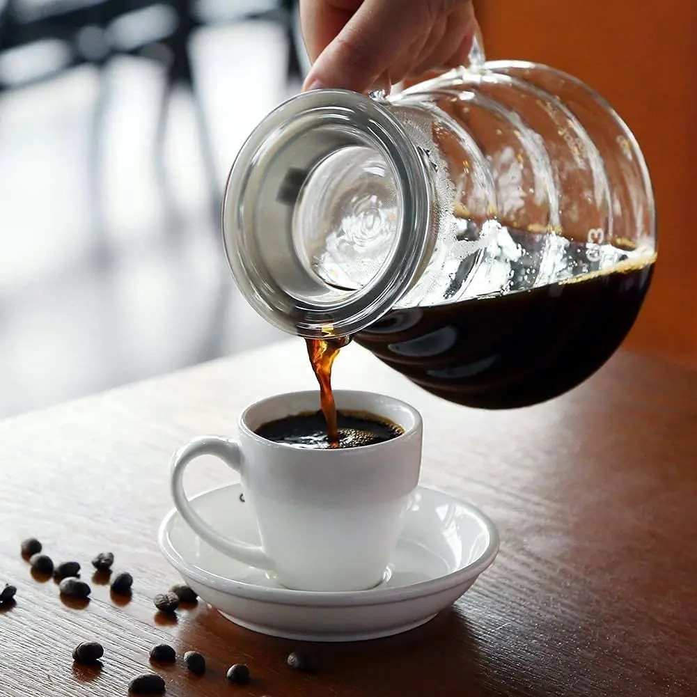 Coffee Kettle Leeseph 350/600ml Clear Glass Sharing Pot Lids Pour Over Espresso Maker Accessories