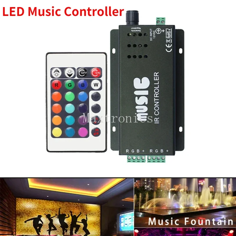 

LED Music Controller Kits With 24-Key IR Remote Control KTV Audio Voice Activated Dimmer for RGB 5050 2835 Color LED Strip Light