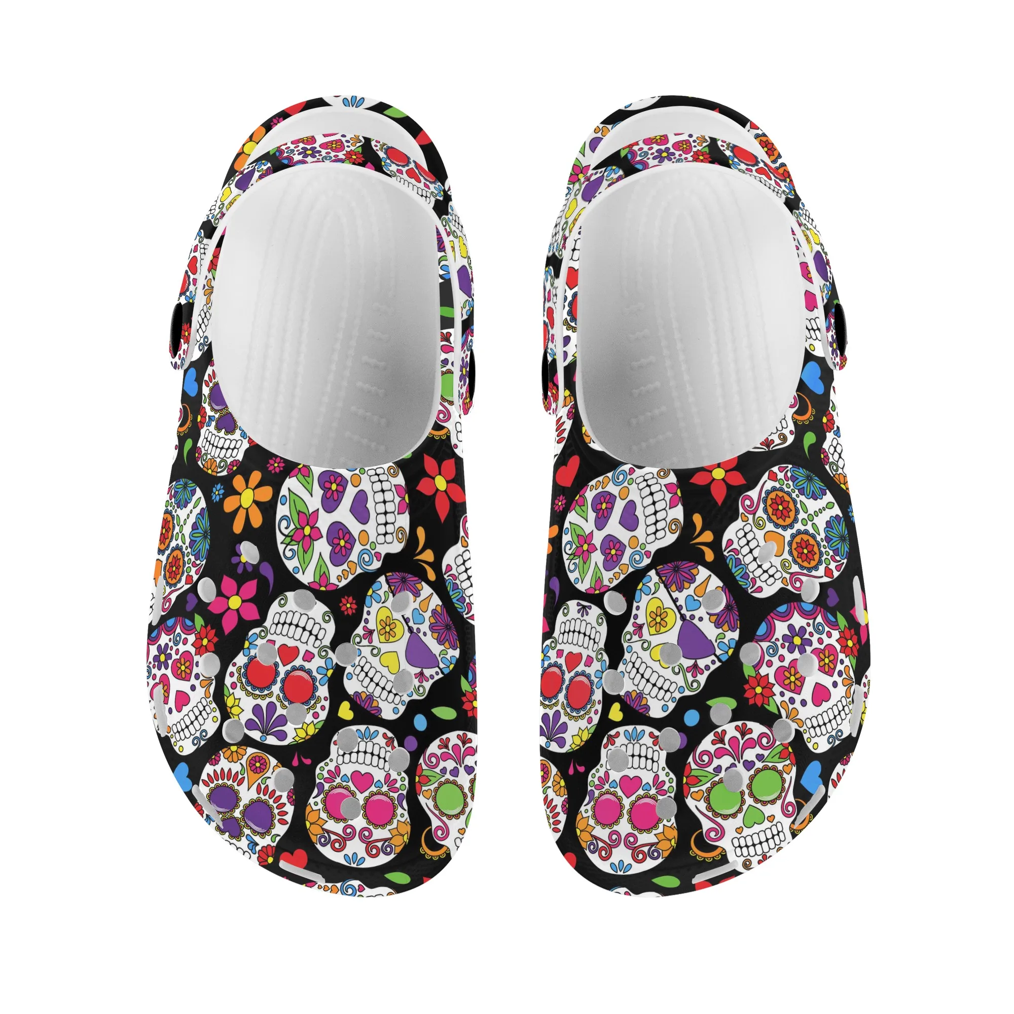 Sugar Skull Brand Designer Ladies Sandals Breathable Lightweight Indoor Outdoor Girls Garden Flats Shoes Horror Halloween Gift