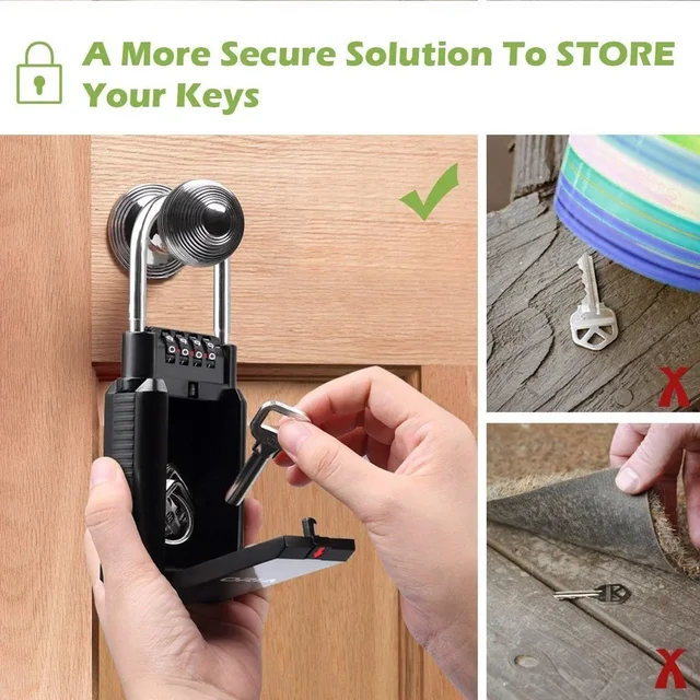 ombination Lock Box Key Storage Lock Box 4-Digit Combination Lock Waterproof Key Password Box 5