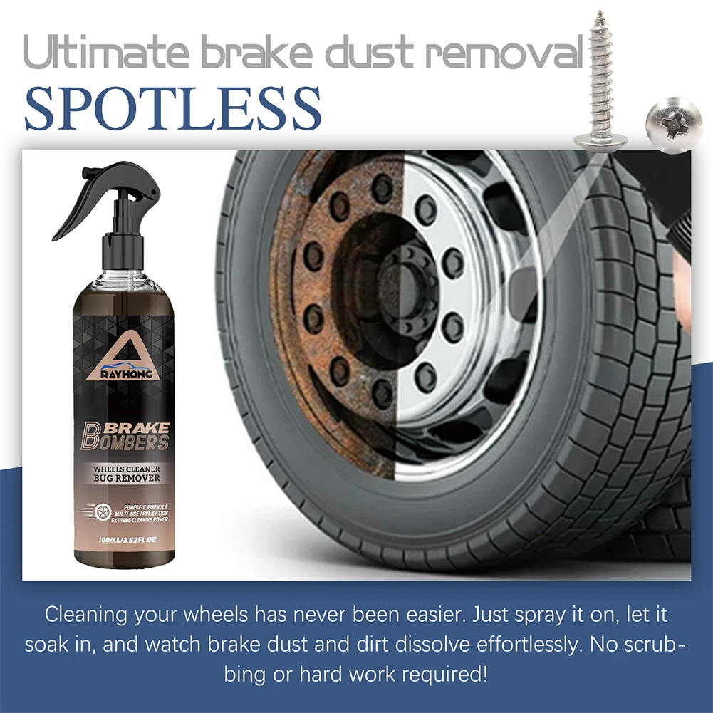 100ml Brake Bomber Wheel Cleaner Spray Long Lasting Car Tire Brightener Tire Refurbishing Agent Car Maintenance Supplies