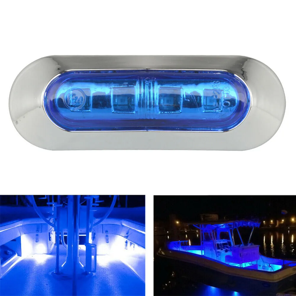 4xMarine Boat LED Courtesy Lights Cabin Deck Walkway Stair Light Blue