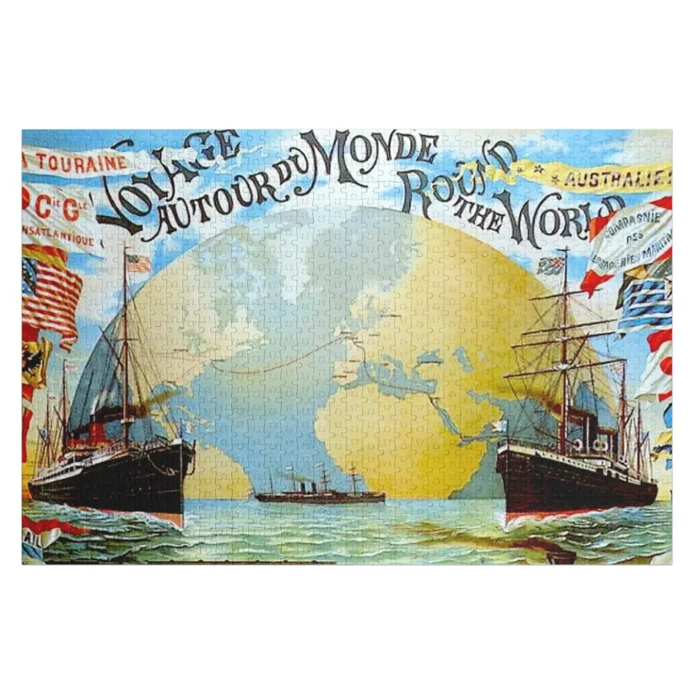 

Around The World in 80 Days; Vintage Jules Verne Print Jigsaw Puzzle Custom Photo Personalize Puzzle