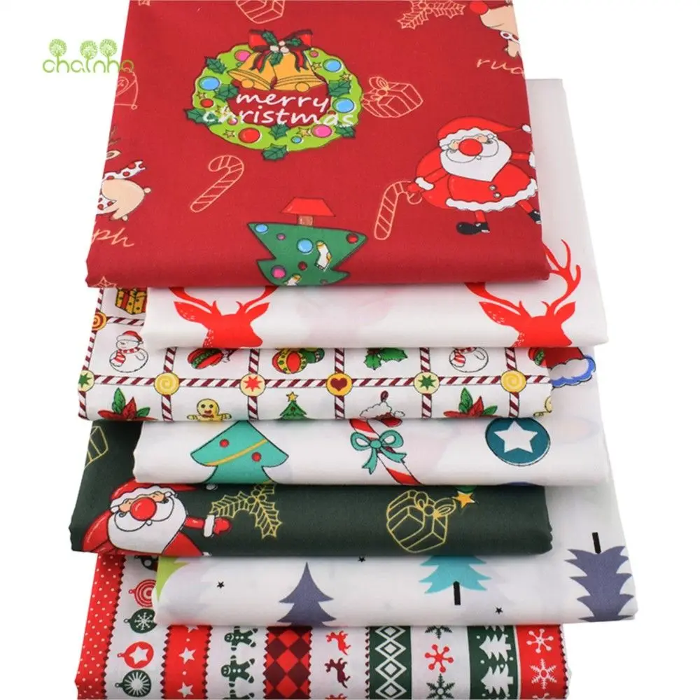 Chainho,Printed Twill Weave Cotton Fabric,Patchwork Cloth,DIY Sewing Quilting Material,Handmade Textile,Big Size,CC356-360