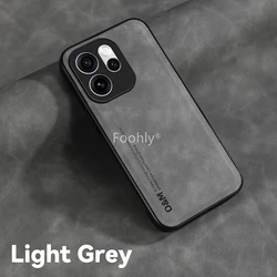 Nubuck Leather Shockproof Magnetic Protective Phone Case for OPPO Reno15 F 5G (Light Grey)