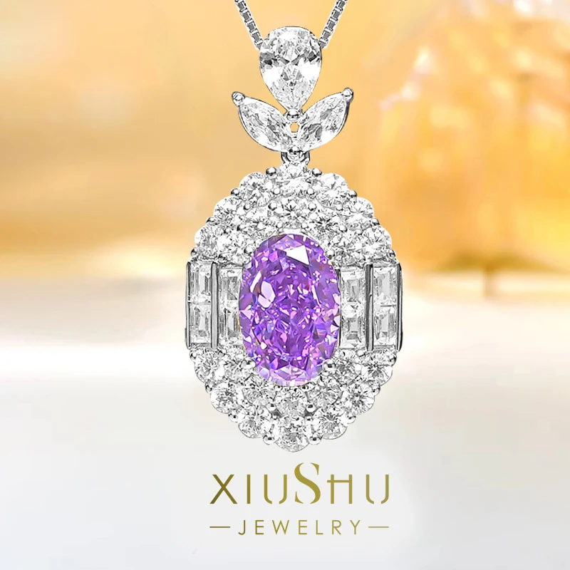 

Luxury and Fashionable Colored Diamond 925 Sterling Silver Pendant with Niche Design, Retro and High-end Feel