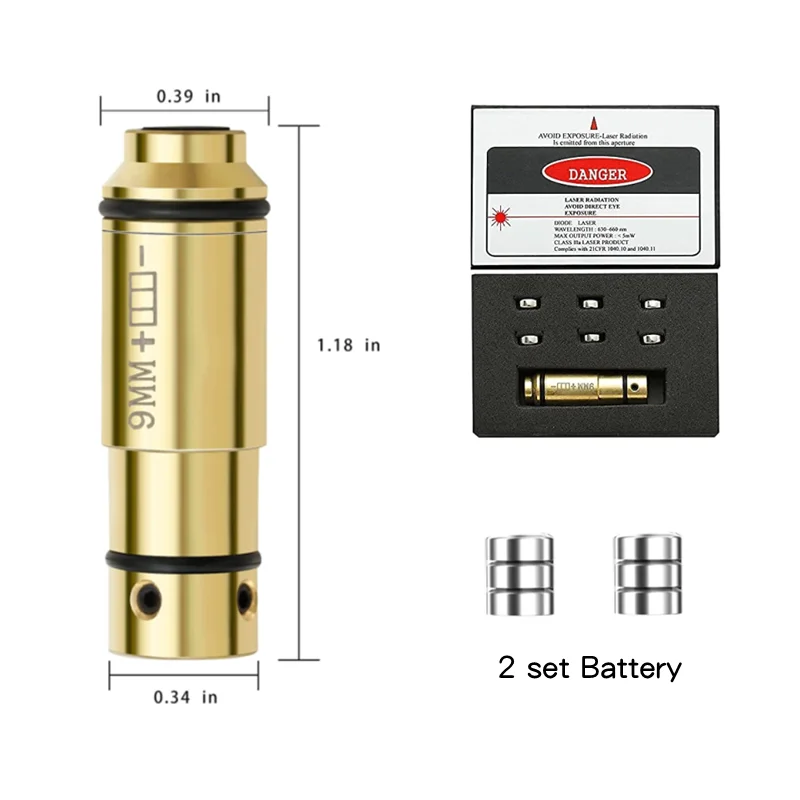 

9mm/380ACP/38SPL/40SW/223Rem Laser Training Bullet Dry Fire Training Laser Cartridge Tactical Red Dot Laser Training Bore Sight