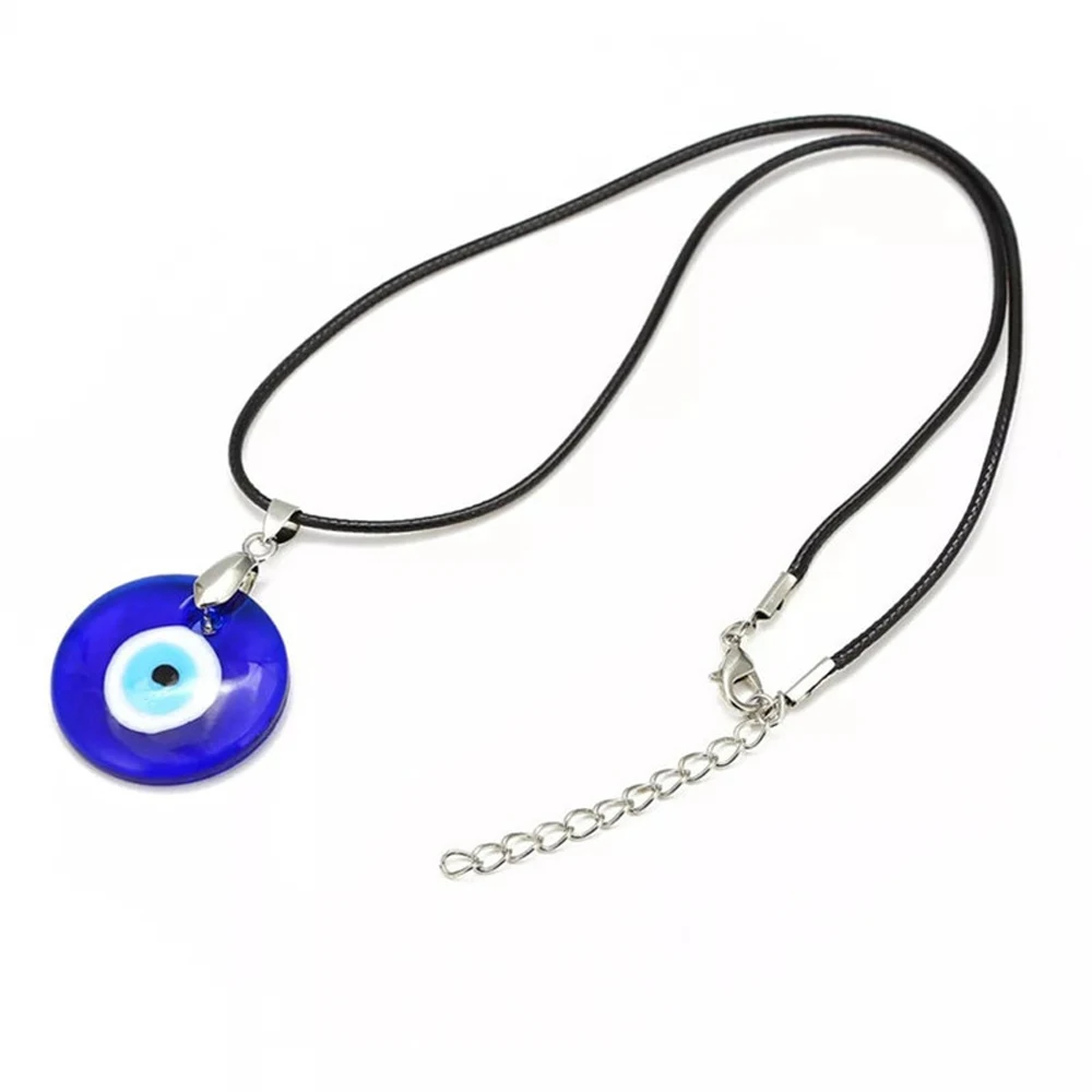 Fsunion Vintage Turquoise Blue Evil Eye Pendant Necklace Necklace Happiness Collarbone Chain Party Jewelry for Women 2024 Gifts_voghion.com