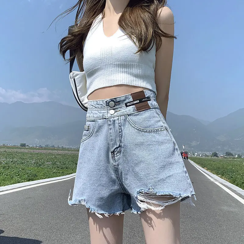 Fashion Hole Denim Shorts Women Streetwear Sexy High Waist A