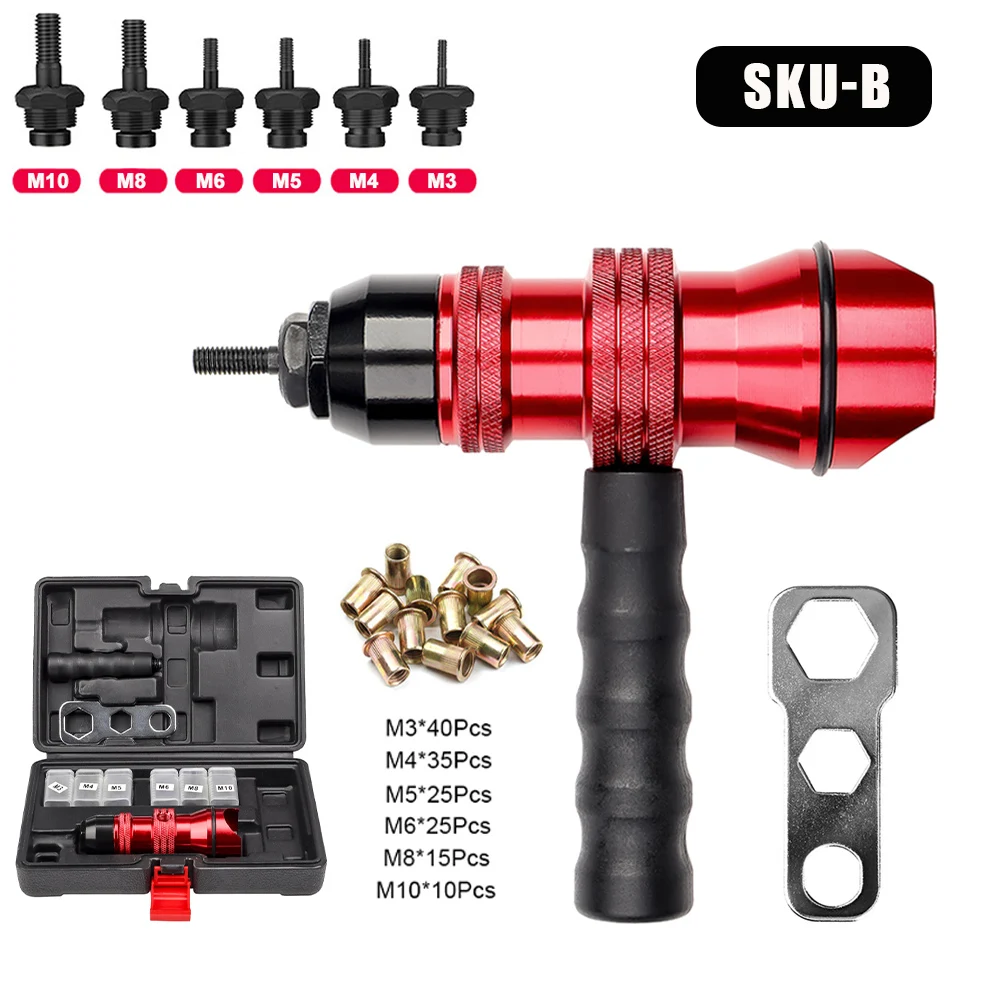 Kit Adattatore Per Rivettatrice Da Trapano – 6 Mandrini M3-M10 In Valigetta, Per Fissaggi Veloci E Resistenti