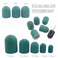 5pcs Nail Sanding Caps With Rubber Pedicure Polishing Sand Block Electric Pedicure Burr Foot Cuticle Tool Drill Accessories 1