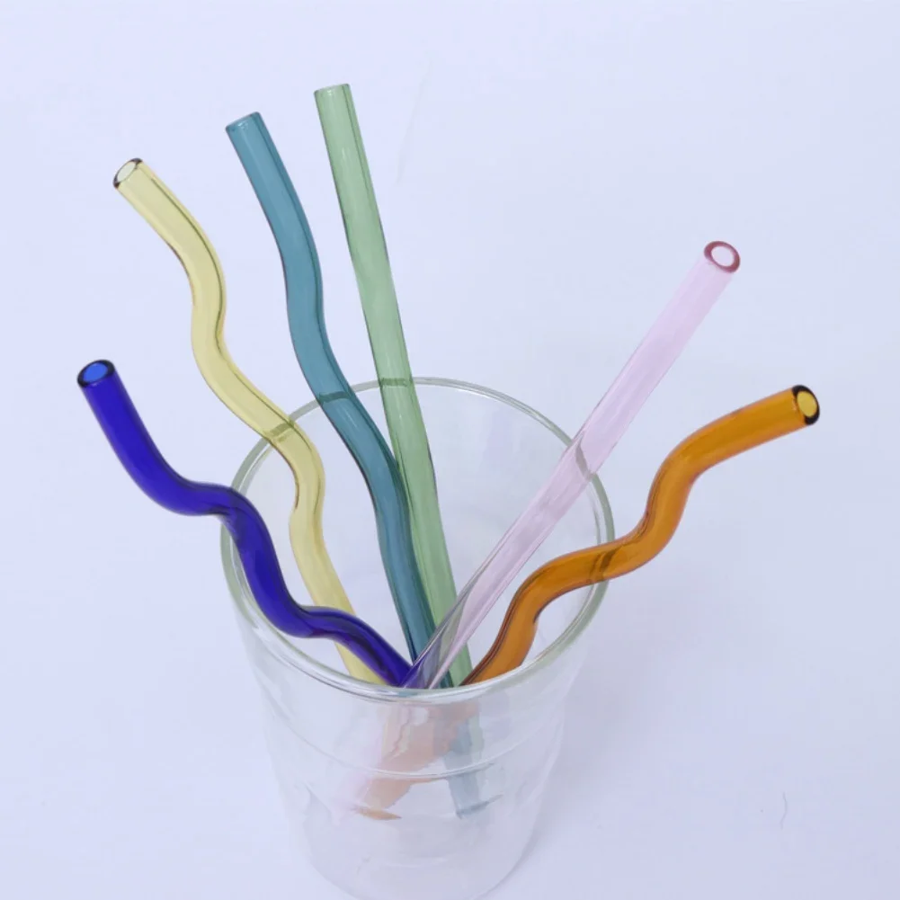 Reusable Glass Straws for Smoothie Milkshakes Tea Juice Cocktail Eco-friendly High Borosilicate Glas drinking straws glass straw set