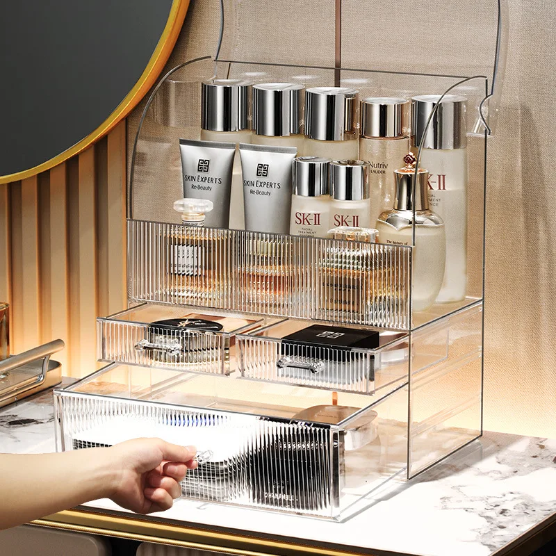Luxury Cosmetics Storage Box Dressing Table Dustproof Makeup Organizer Case Desktop  Makeup Storage Holder Rack Big Size