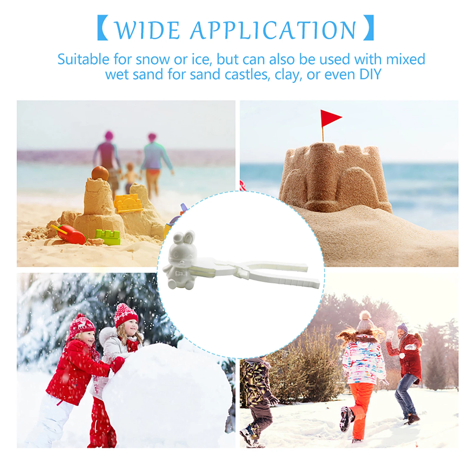 Bunny-shaped Snow Shovel Clips Fun Winter Snowball Fights Toys Kids Gifts for Christmas Thanksgiving Birthdays Toys