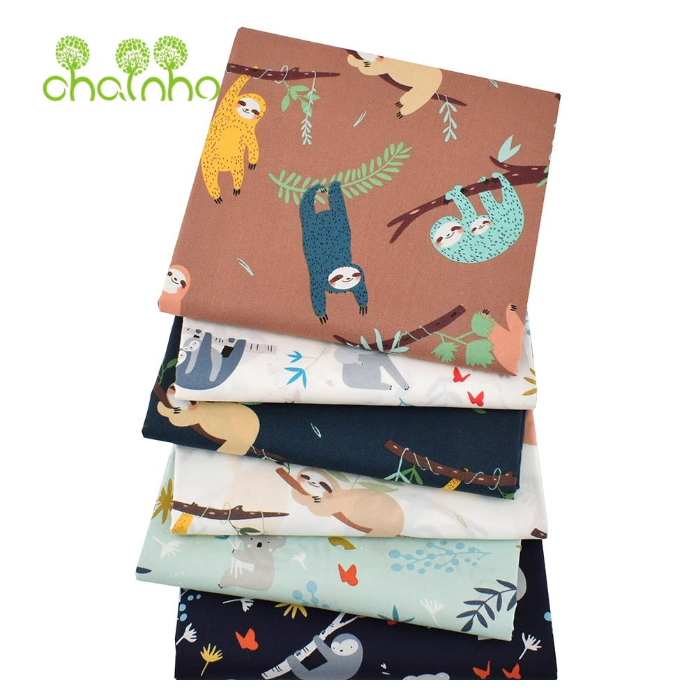 Chainho,Printed Plain Weave Poplin Cotton Fabric,DIY Sewing Quilting Material,Patchwork Cloth,Cartoon Series,3 Sizes,15PC22