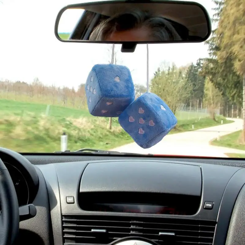 Fuzzy - Dadi In Peluche Per Specchietto Auto, 1 Paio Di Dadi Quadrati Retrò 7,6 Cm Rossi Con Puntini, Decorazione Interni Auto - 5