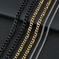 Chaîne à maillons cubains en acier inoxydable, 3/5/7mm, classique, Punk, bijoux de personnalité, Simple, mode Hip-hop, collier de Couple pour hommes et femmes 2