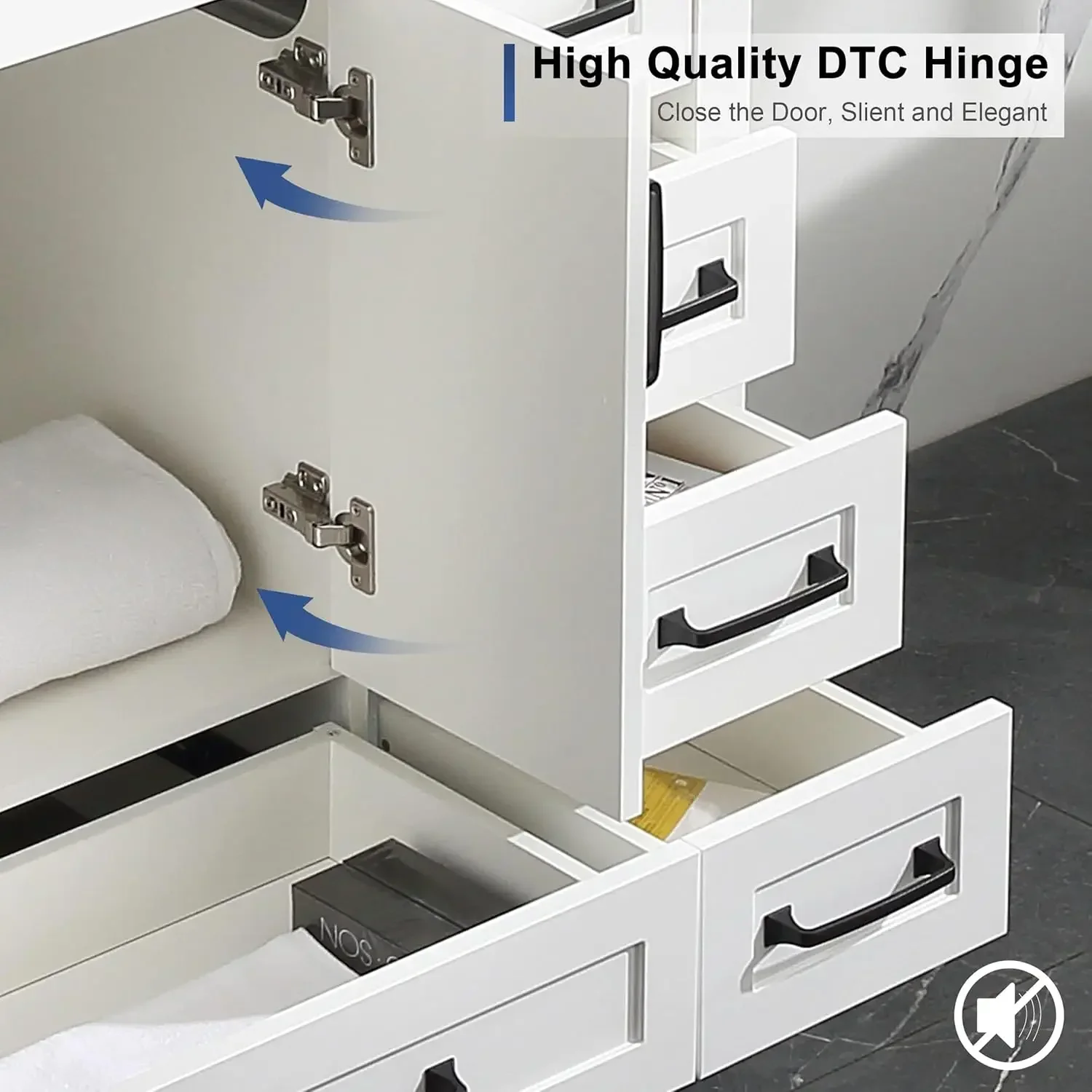 36" Bathroom Vanities Cabinet with Sink Combo Set Undermount Ceramic Sink w/Thickened Wood Painted Surface White 6