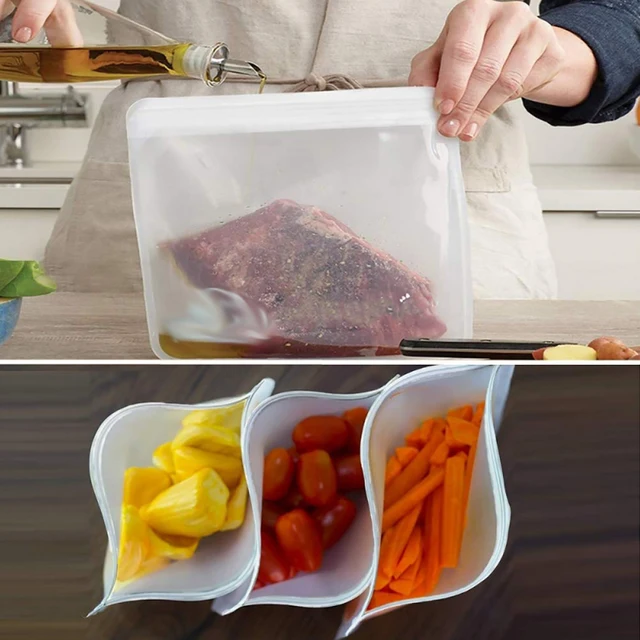 Sac de stockage des aliments en Silicone, 10 pièces, étanche, réutilisable, sac fermé à fermeture éclair, tasse, sac frais, sac de stockage des aliments, emballage frais 2