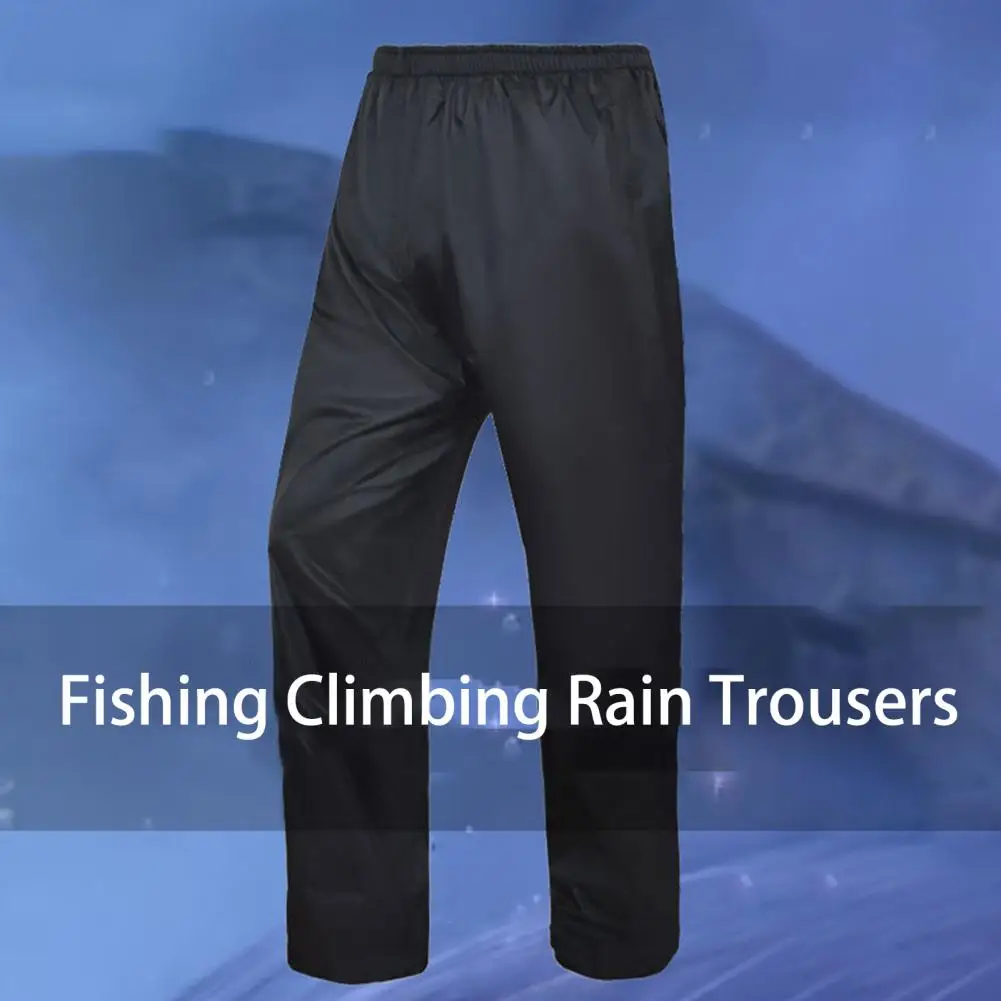 

Work Rain Pants Splash-resistant Women Men Rainwear Elastic Waistband Flap Pockets Unisex Waist Fishing Climbing Rain Trousers