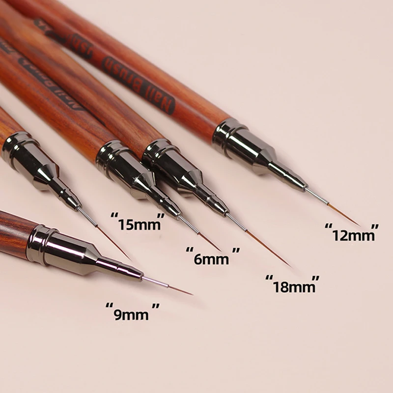 6/9/12/15/18MM Sandalwood Rod Nail Liner Brush Drawing Lines Stripe Painting Flower Pen Handle Nail Art Pen Brush Nail Art Tools 3
